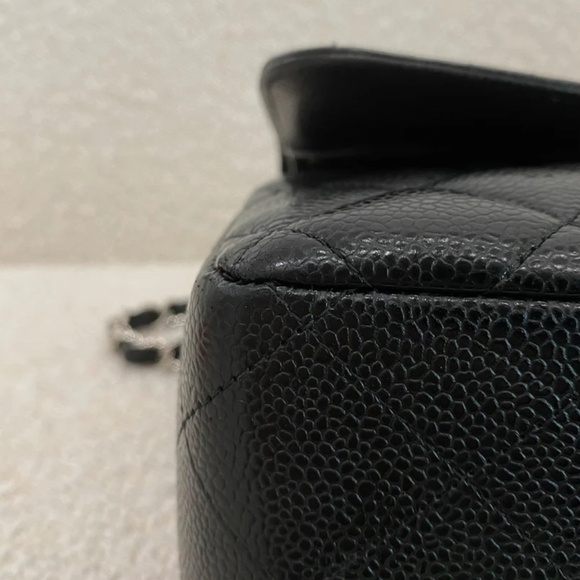 Authentic Chanel Classic Flap Jumbo Black Caviar Silver Hardware - Picture 11 of 16